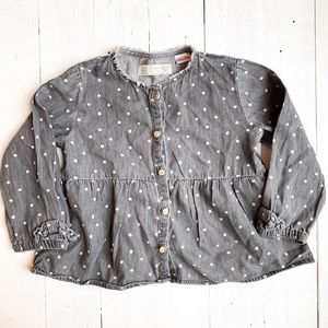 Zara polka dot weather denim shirt 12-18 months